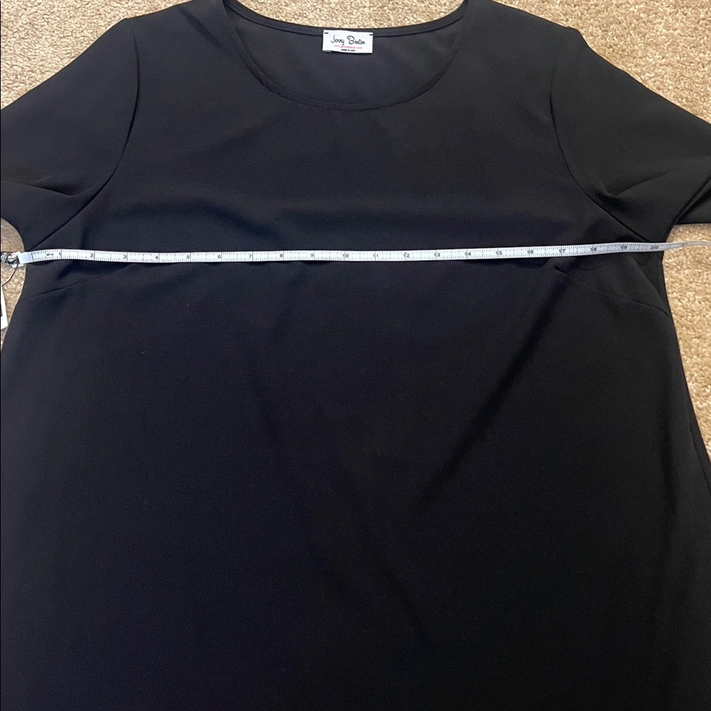 Jenny Boston Black Mini T Shirt Dress Scallop Hems Size Large - Picture 9 of 12